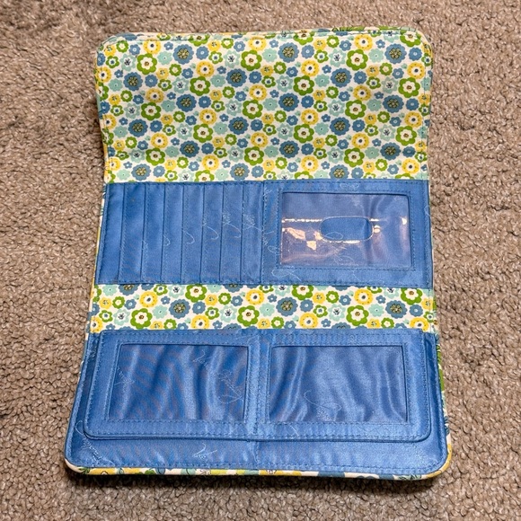 Vera Bradley Blue and Green Floral Tri fold Wallet with Magnetic Closure - Picture 3 of 6